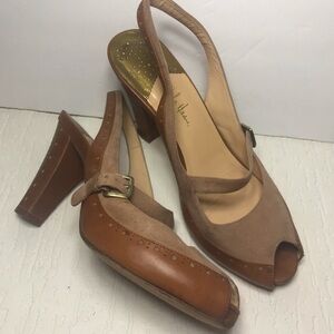 Cole Haan Leather/suede sling back heeled